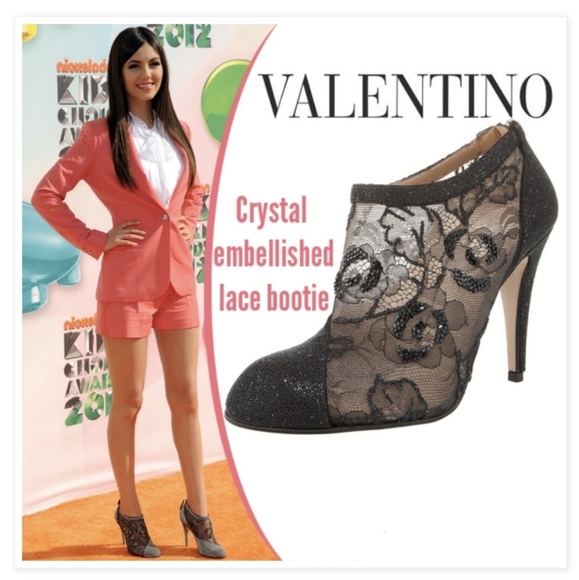 EUC Valentino Garavani Women's Black Lace Heeled Crystal Shoes Size 10 US 40 EU - Picture 2 of 13